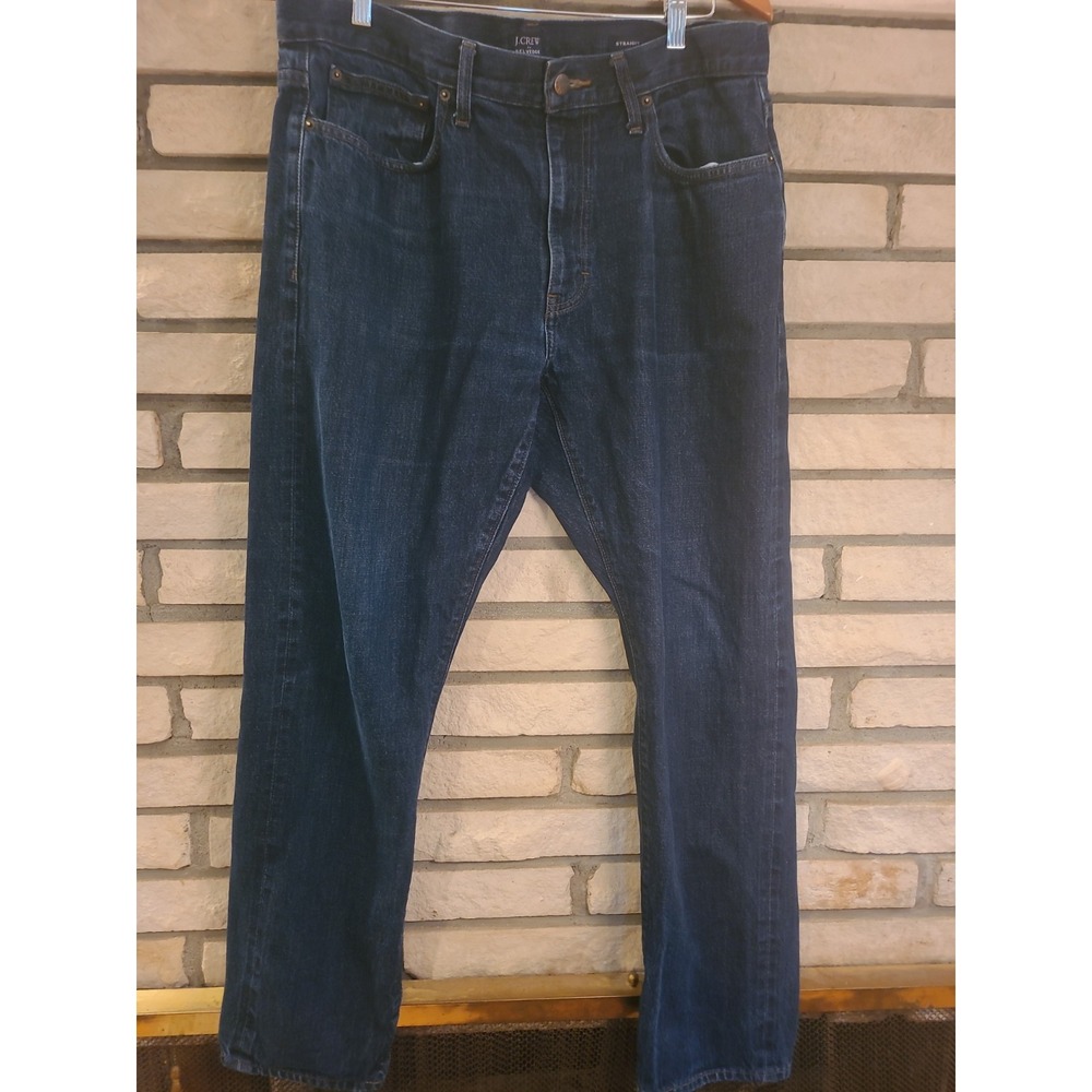 100% Cotton Mens Size 35x32 J Crew Dark Wash Selvedge Denim Blue Jeans